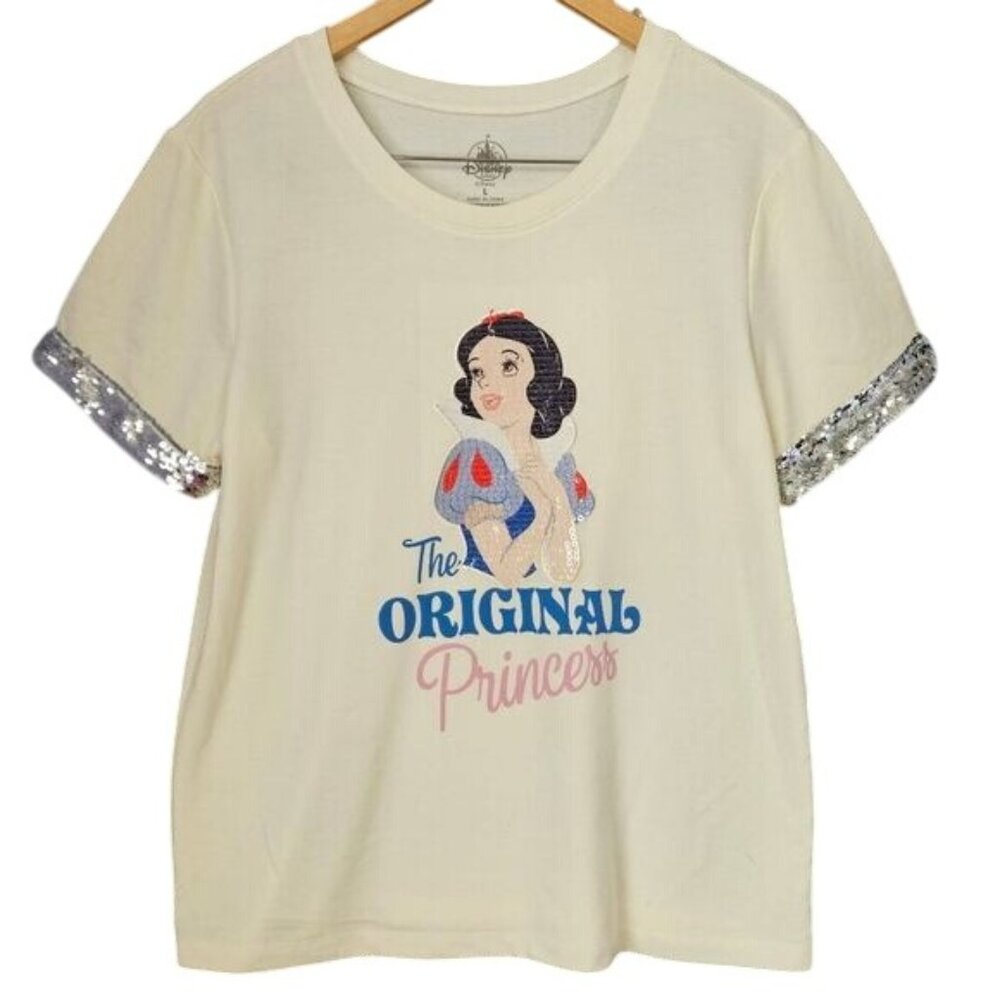 Disney Parks Snow White Original Princess Sequin T-Shirt L